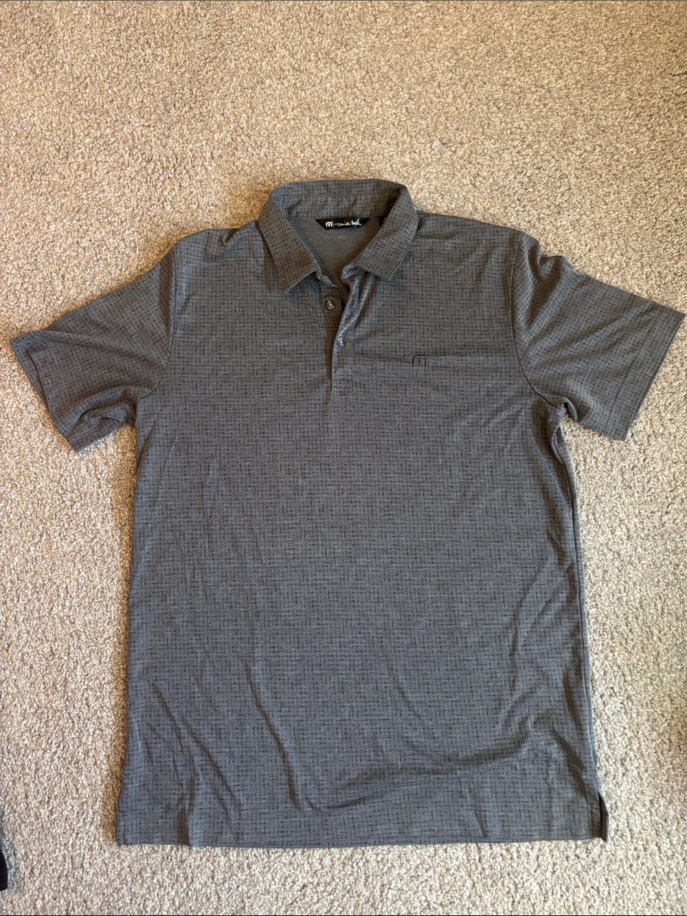 Men's Greyish blue Travis Mathew  Patterned Polo Shirt Large